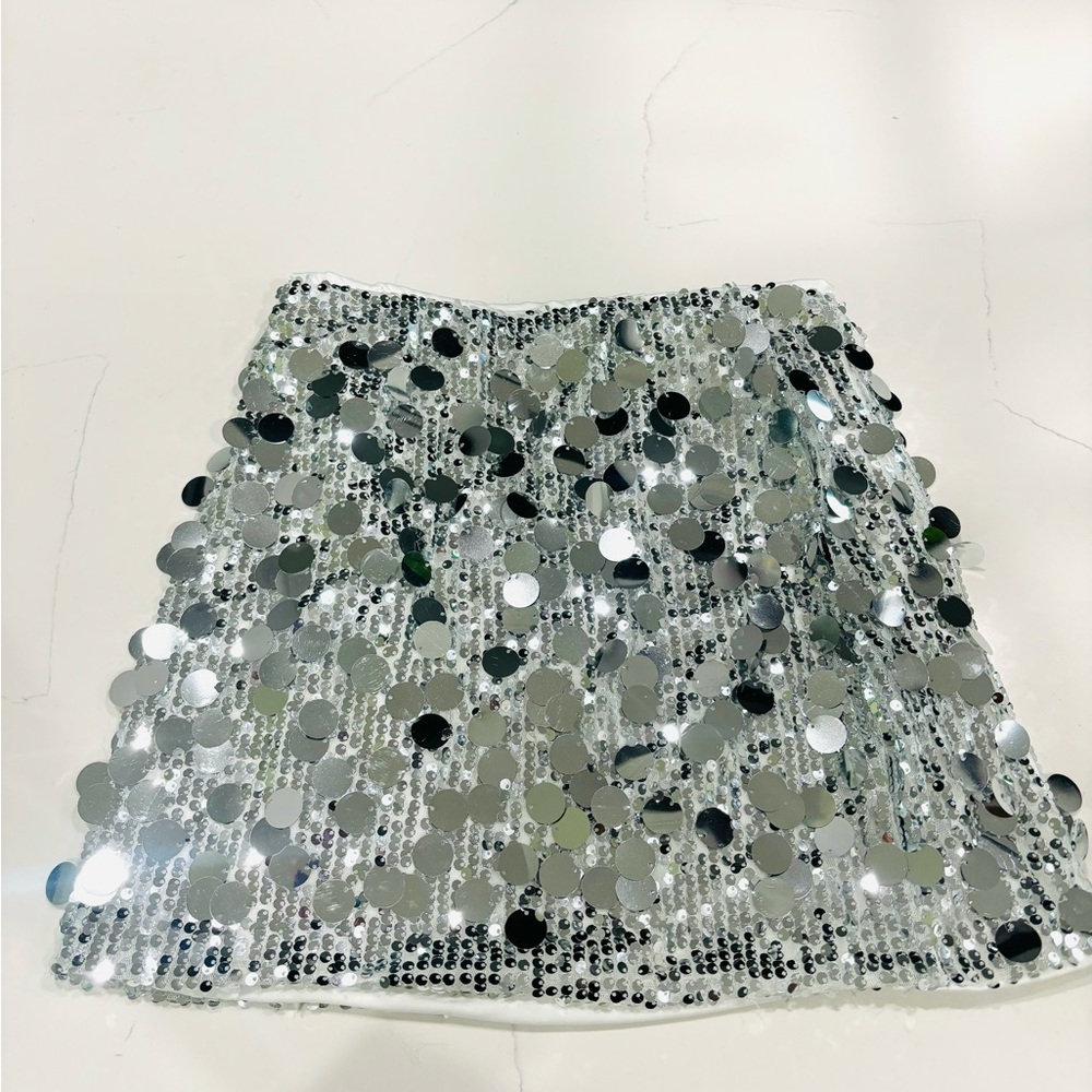 SHEIN Silver Sequin Mini Skirt